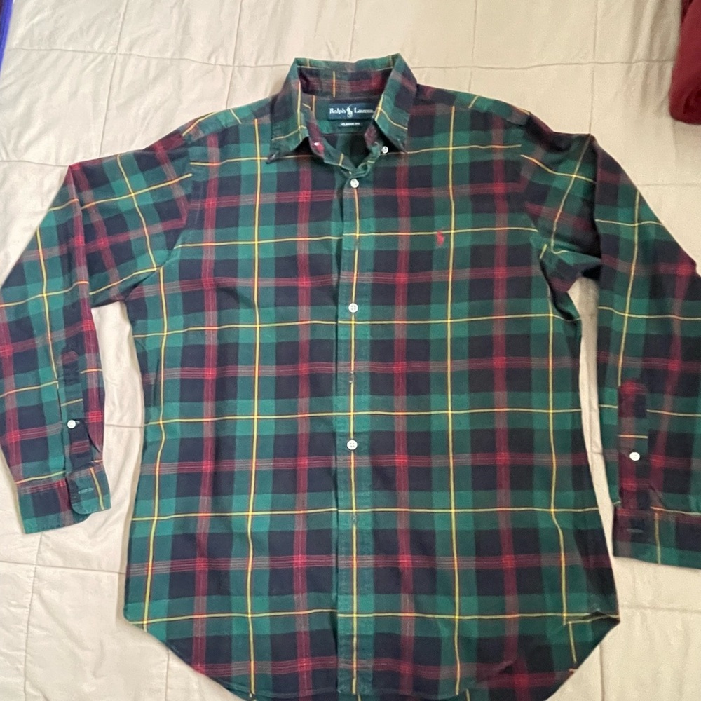Ralph Lauren long sleeve button down “tartan” plaid shirt